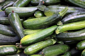 green zucchinies for salad close up