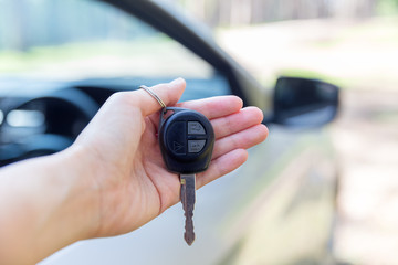 car key in woman hand