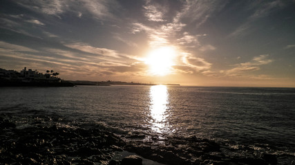 Fototapeta premium Sunset and beach in Playa Blanca, Lanzarote, Canarian Islands