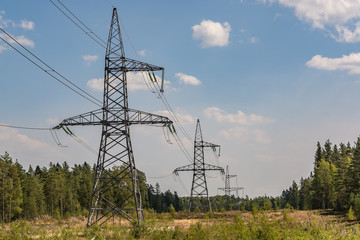 Elements of a high-voltage power line with a voltage of 330,000 volts
