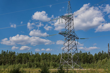 Elements of a high-voltage power line with a voltage of 330,000 volts