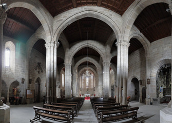 The internal panorama of the San Francisco church (Iglesia de San Francisco) in the Betanzos city in Galicia, Spain