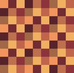 Orange and burgundy checkered seamless pattern.