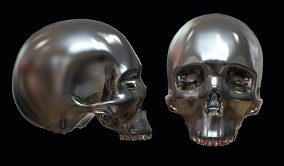 Human skull. 3d illustration on the isolated background.