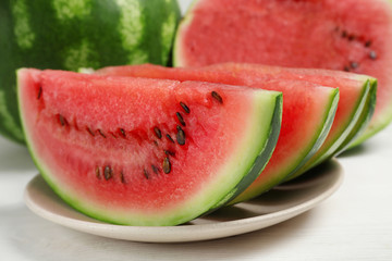 sliced watermelon in a plate