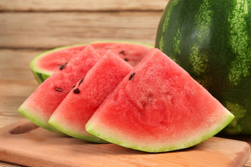 fresh slices of watermelon on the table
