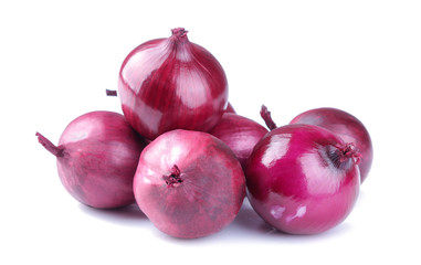 fresh beautiful red onion close-up on white isolated background. Vegetables