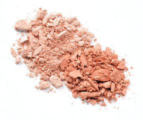 crushed red blush isolated over white background