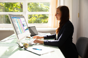 Businesswoman Working On Computer