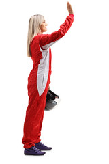 Female racer standing in profile and gesturing hi © Ljupco Smokovski