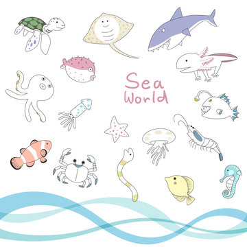 sea animal character set