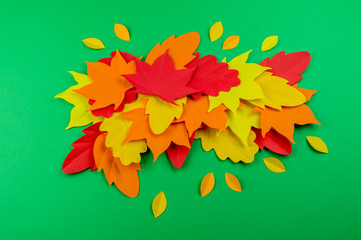 Leaves of paper autumn. Red, yellow and orange