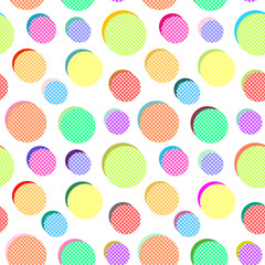 Seamless vector abstract pattern with colored balls on white background