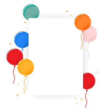 Blank poster with colorful balloon. Simple design, vector illustration isolated on white background. A3 or A4 format