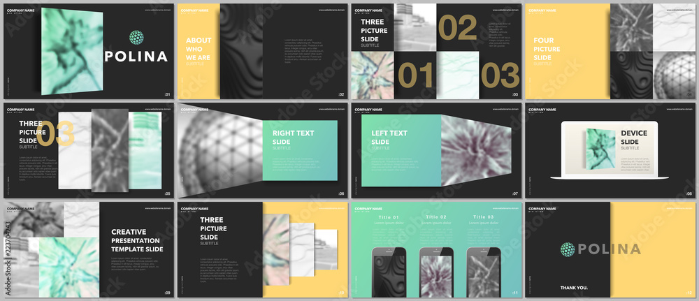 Canvas Prints minimal presentations design, portfolio vector templates with elements on black background. multipur