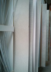 Sale of PVC panels in the store of building materials.