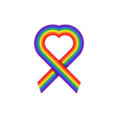 LGBT ribbon, heart design. Vector illustration isolated on whitebackground