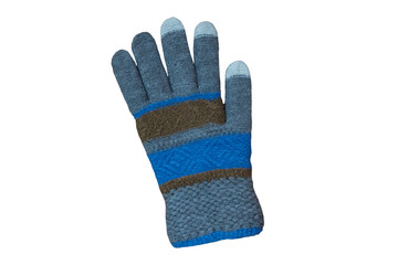 gloves are isolated,blue glove of winter isolated on white background