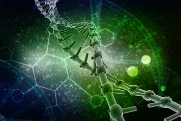 3d render of dna structure, abstract background