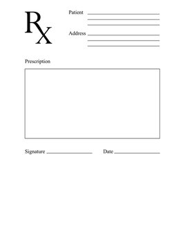 Blank Rx prescription form. Medical concept. Vector illustration