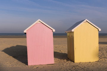 Les cabines de plage sur la plage de Berck-sur-mer (Côte d'Opale)