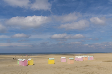 Les cabines de plage sur la plage de Berck-sur-mer (Côte d'Opale)