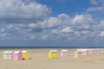 Les cabines de plage sur la plage de Berck-sur-mer (Côte d'Opale)