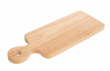 Wooden chopping board isolated on white background
