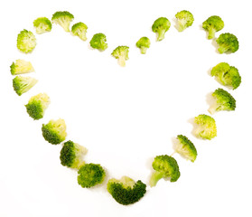 A heart made of small trees of broccoli