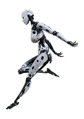 3D Rendering Female Robot on White