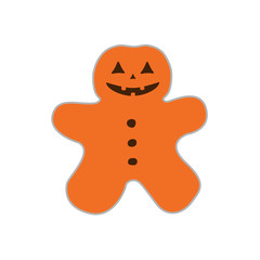 vector colored icon of pumpkin cookie (gingerbread man)