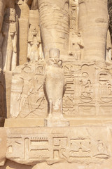 Detail of exterior temple of Abu Simbel, the Great Temple of Ramesses II, Egypt