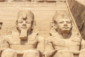 Detail of exterior temple of Abu Simbel, the Great Temple of Ramesses II, Egypt