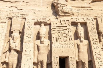 Detail of exterior temple of Abu Simbel, the Great Temple of Ramesses II, Egypt