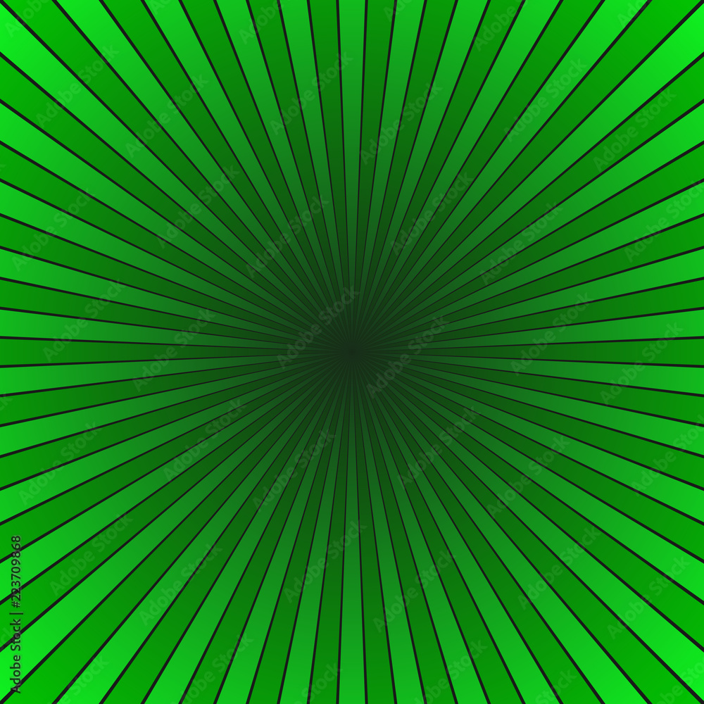 Poster green abstract ray burst background - gradient vector design with radial stripe rays