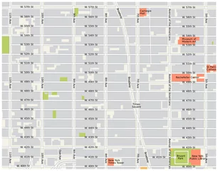 Fototapeten new york city, theater district, midtown manhattan vector map © lesniewski