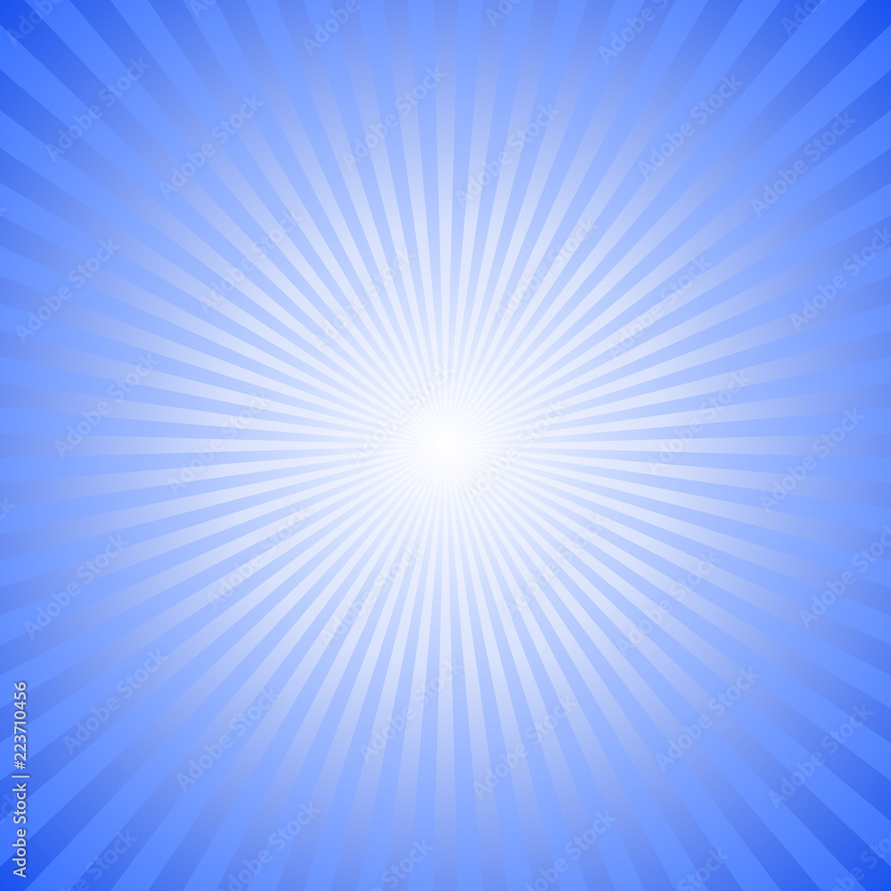 Aufkleber blue gradient abstract dynamic star burst background - hypnotic vector graphic with radial rays