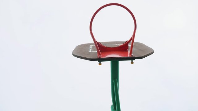 basketball ring without grid on the sky background. old basketball ring. street basketball concept lifestyle sport
