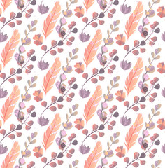 Retro style hand drawn seamless floral ornament.Colorful vector ornament for textiles and wrapping pages.