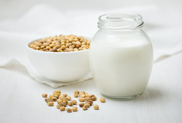 Soy milk in a glass jar