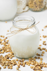 Soy milk in a glass jar