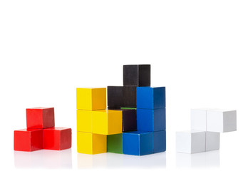 Multi colored wooden blocks, logic puzzle