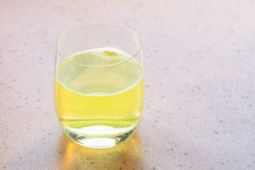 effervescent tablet of vitamin dissolves in water