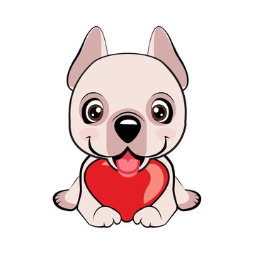Small, cute puppy with heart. Vector illustration