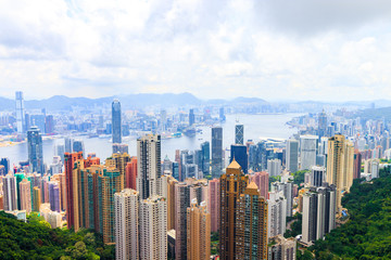 Fototapeta na wymiar Hong Kong Skyline View From Victoria Peak
