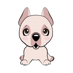 Vector Stock Illustration isolated Emoji character cartoon dog embarrassed, shy and blushes sticker emoticon