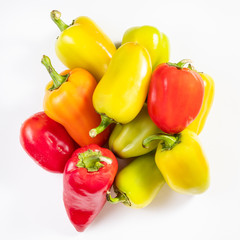 top view of pile of various fresh bell peppers