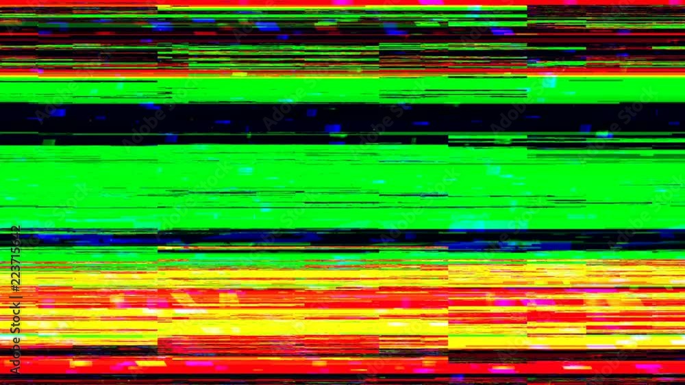 Poster dynamic glich video, bad tv signal of color display, 3d rendering computer generated background