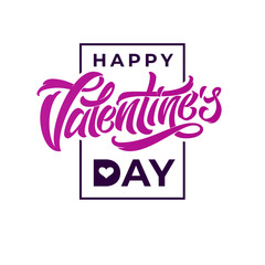 Stylish illustration for the day of all lovers. Vector lettering Happy Valentine's Day for greeting cards and greetings. Vector illustration on white background. EPS10.