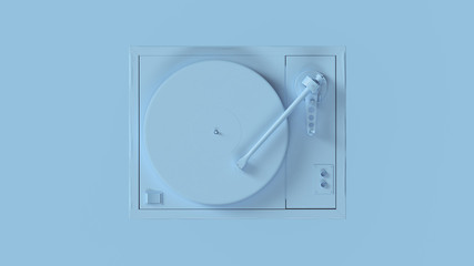 Pale Blue Vintage Turntable Record Player 3d illustration	